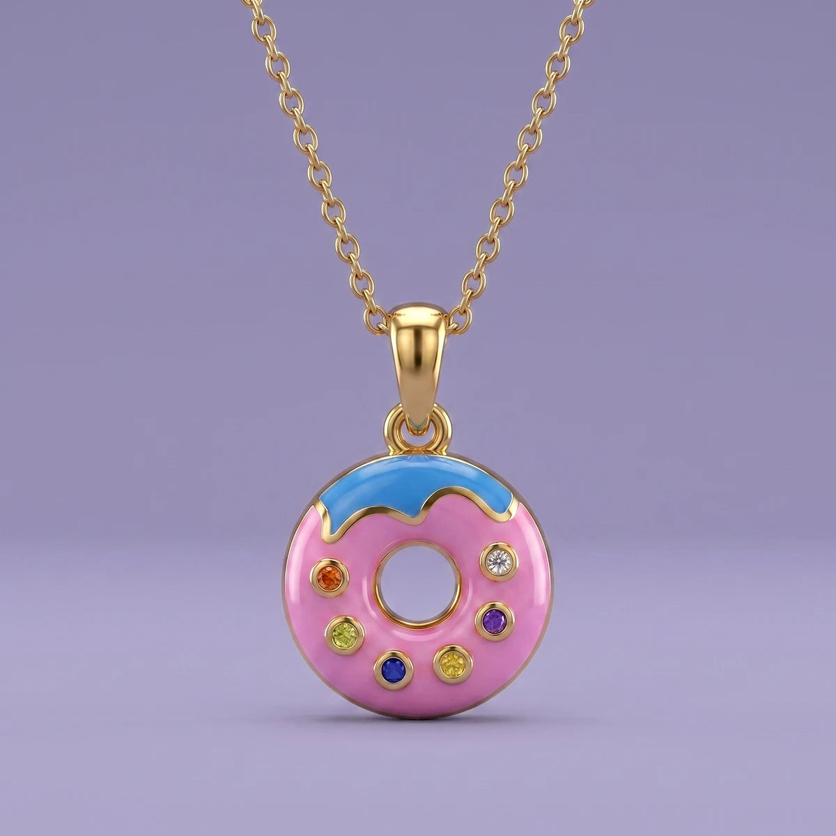 Sprinkle Donut Delight Gold Pendant | Tinyfacets | donut gold pendant sprinkle design