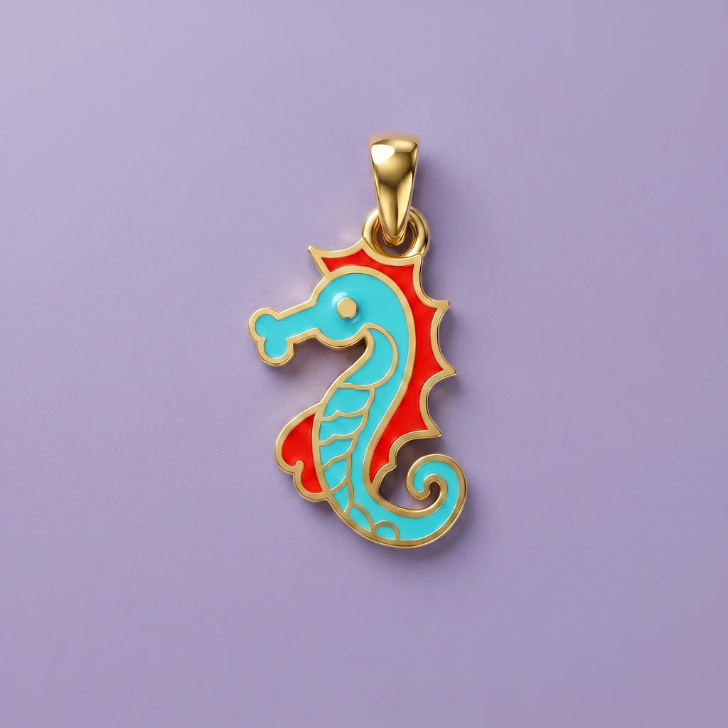 Sunny Seahorse Charm Gold Pendant