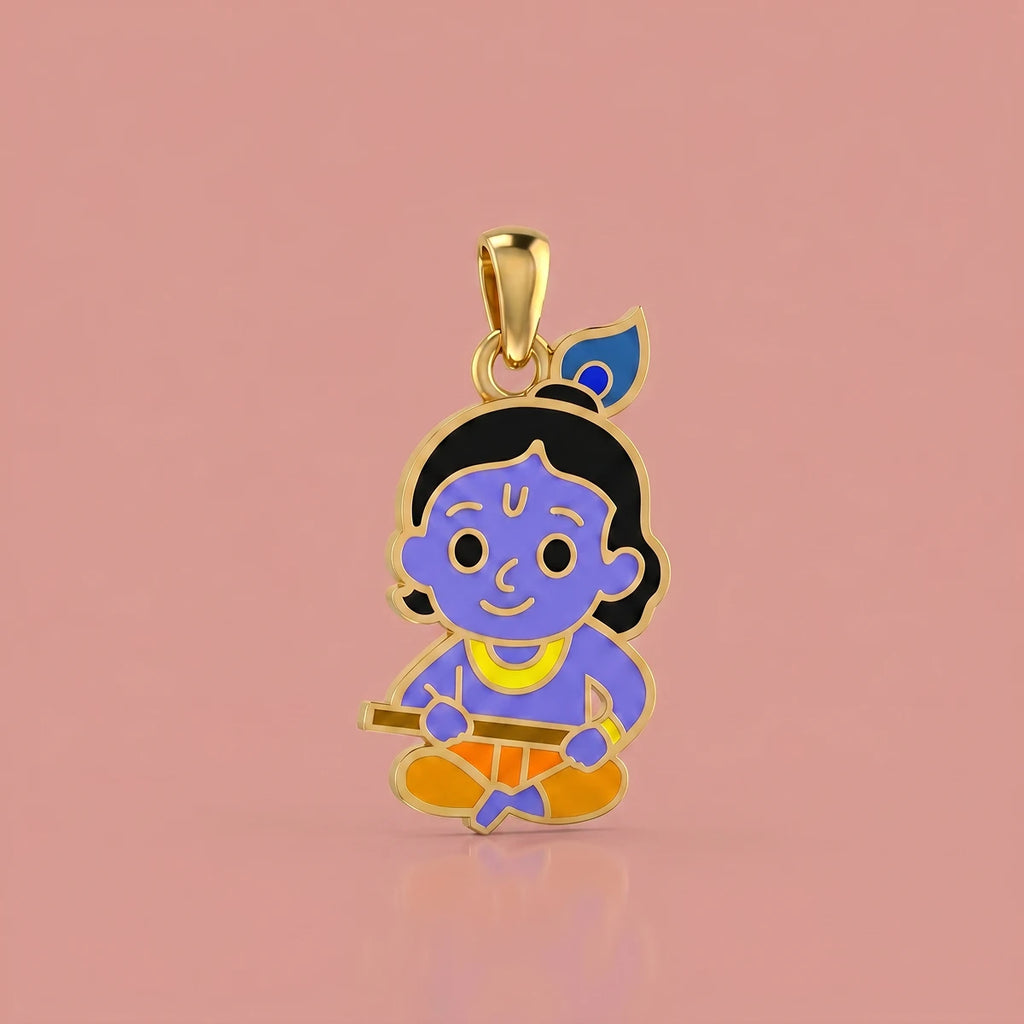 Playful Krishna Gold Pendant