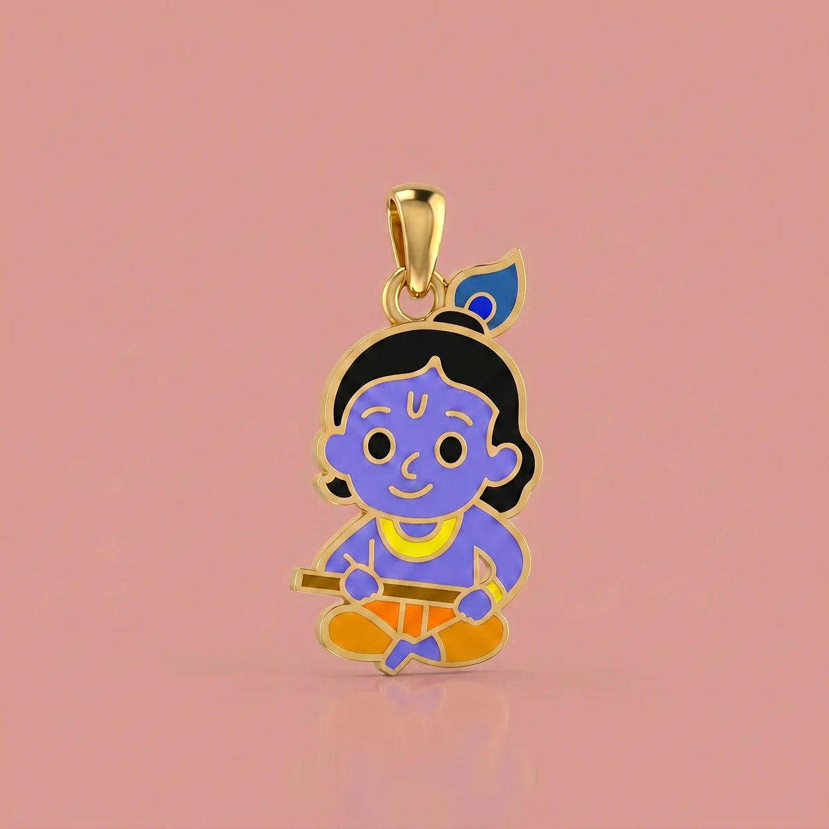 Playful Krishna Gold Pendant