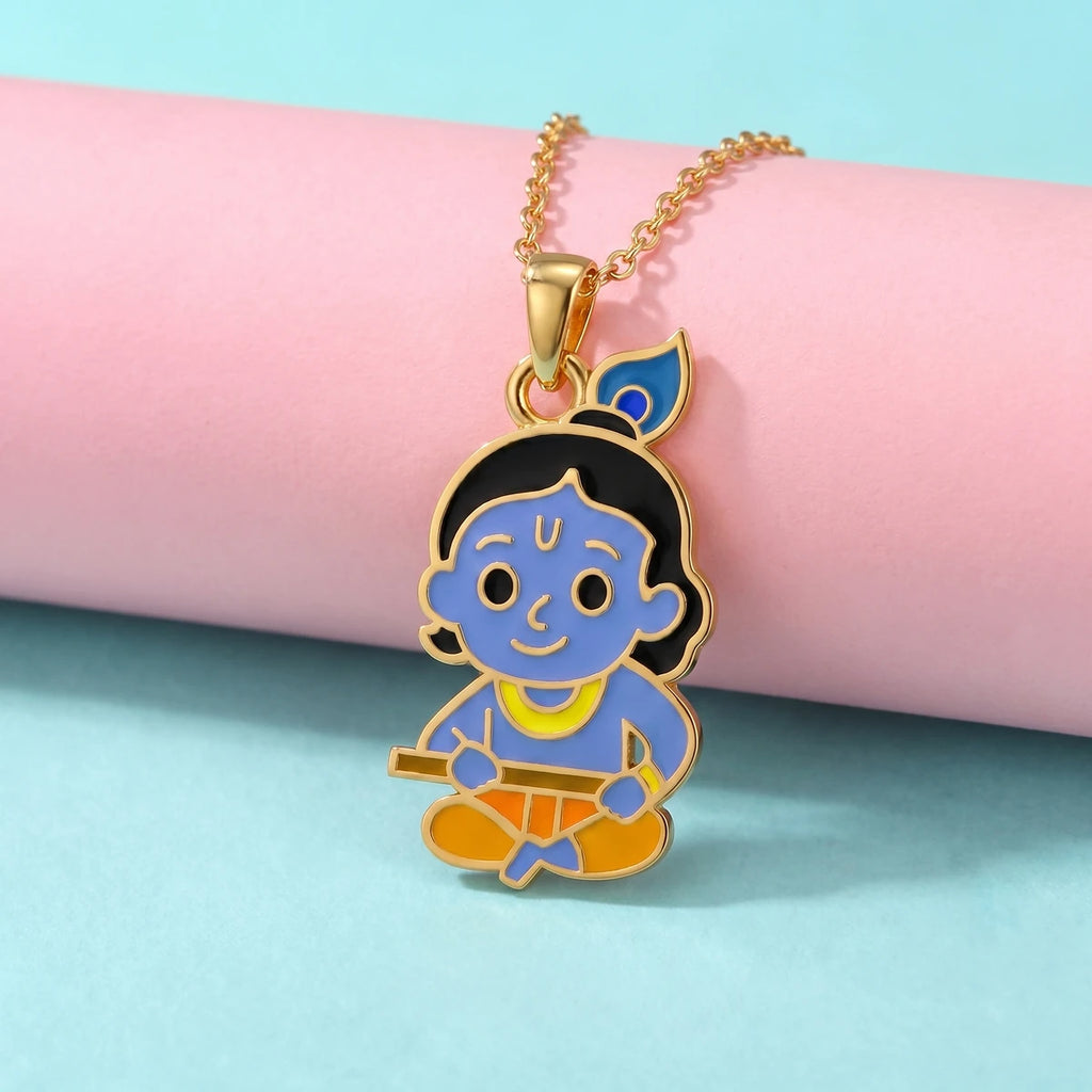 Playful Krishna Gold Pendant