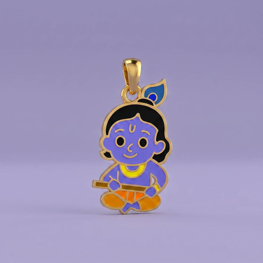 Playful Krishna Gold Pendant