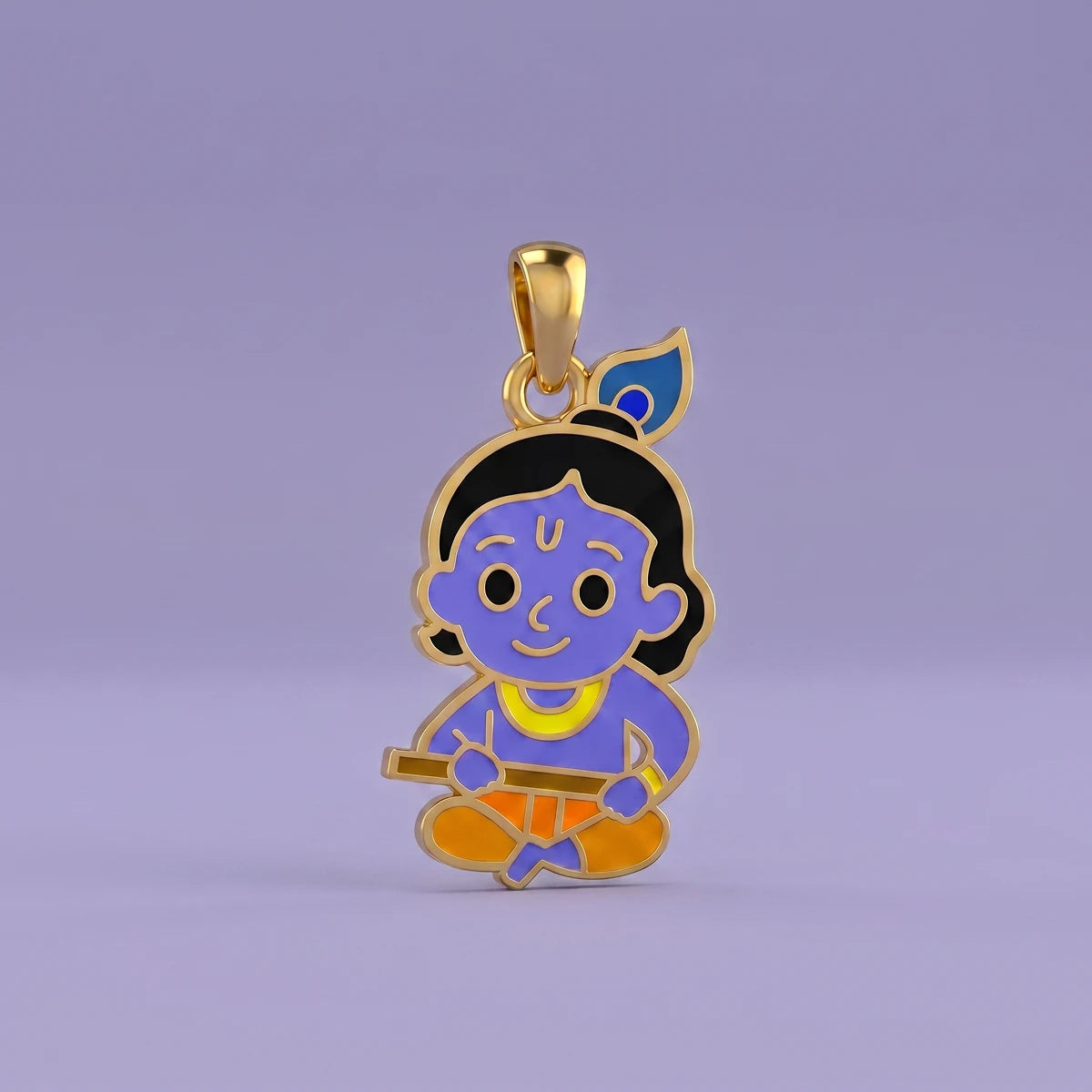 Playful Krishna Gold Pendant