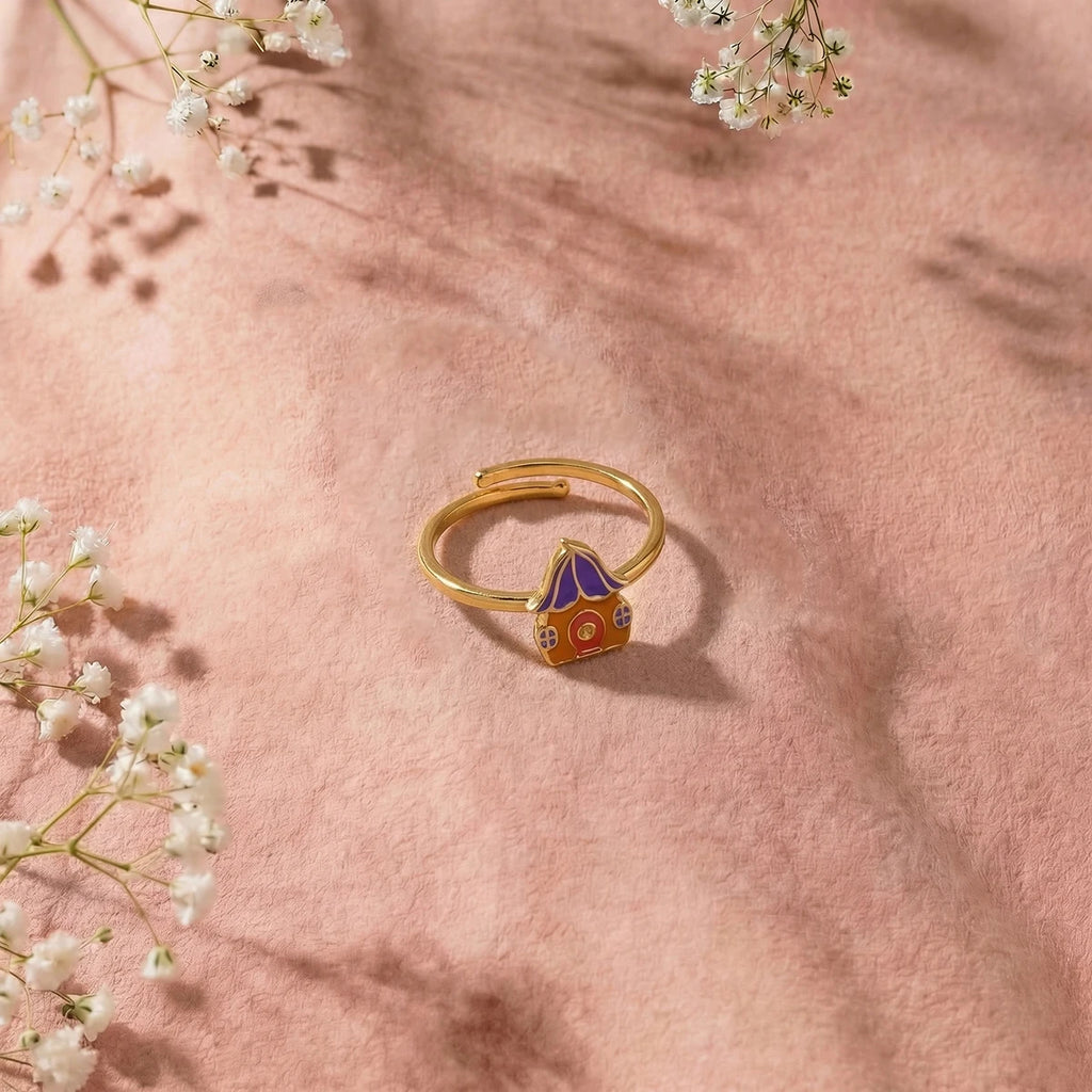 Magical Mushroom Cottage Gold Ring | Tinyfacets | minimal magical mushroom cottage gold ring style