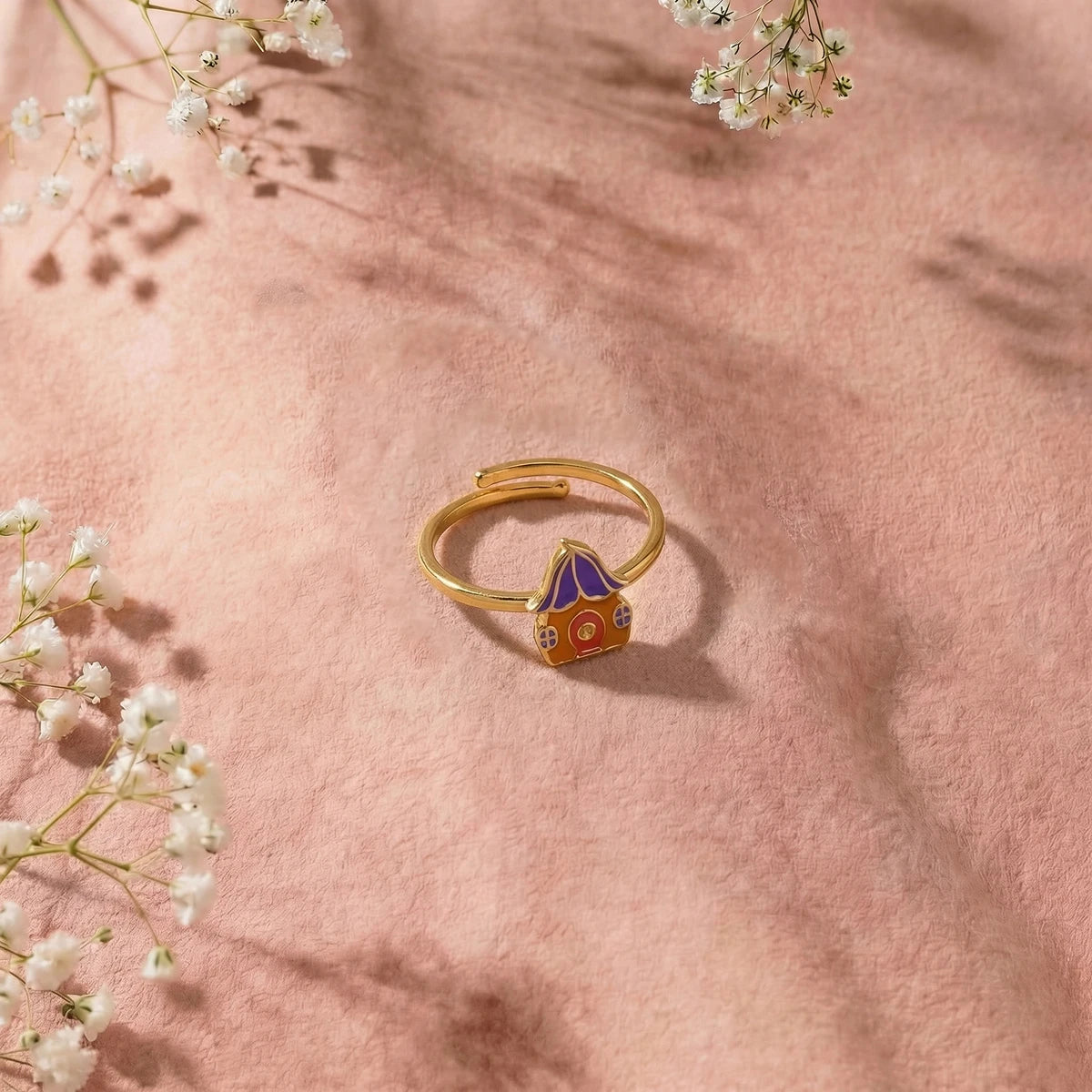 Magical Mushroom Cottage Gold Ring | Tinyfacets | minimal magical mushroom cottage gold ring style