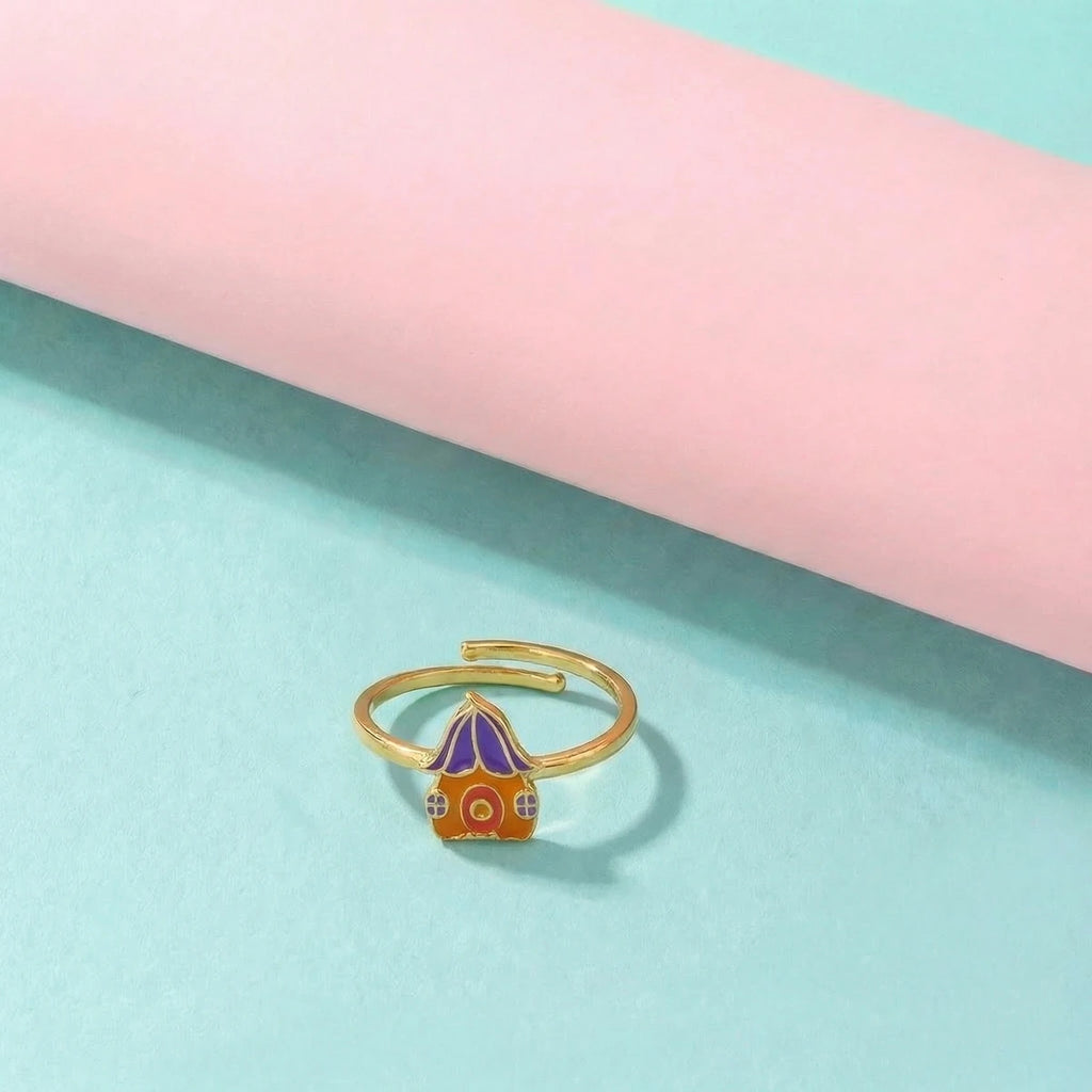 Magical Mushroom Cottage Gold Ring | Tinyfacets | everyday magical mushroom cottage gold ring wear