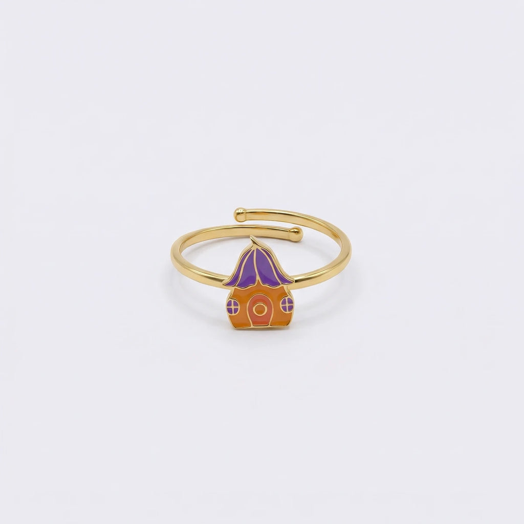 Magical Mushroom Cottage Gold Ring | Tinyfacets | gold magical mushroom cottage gold ring jewelry