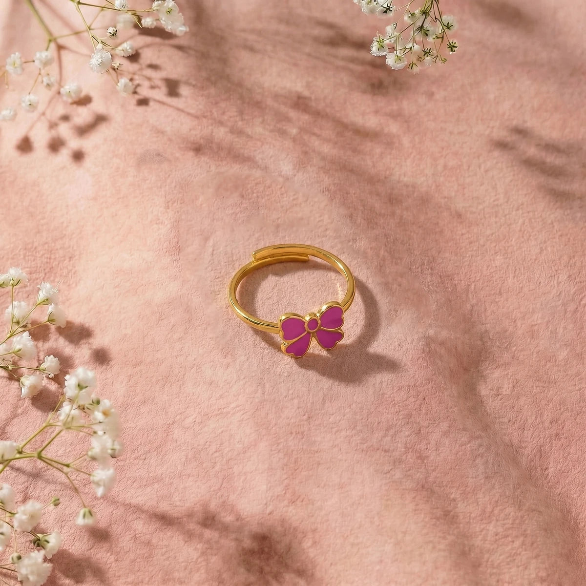 Pink Enamel Bow Ring | Tinyfacets | everyday pink enamel bow ring wear
