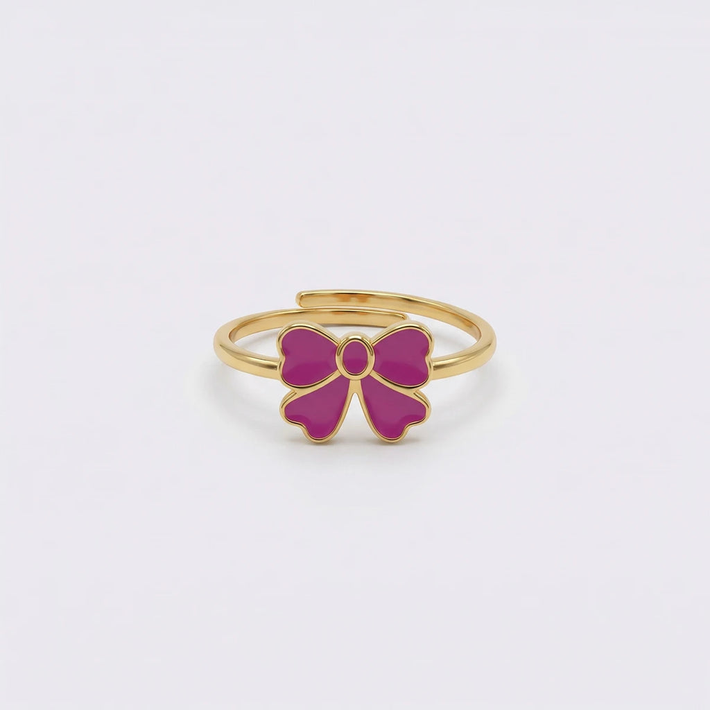 Pink Enamel Bow Ring | Tinyfacets | gold pink enamel bow ring jewelry