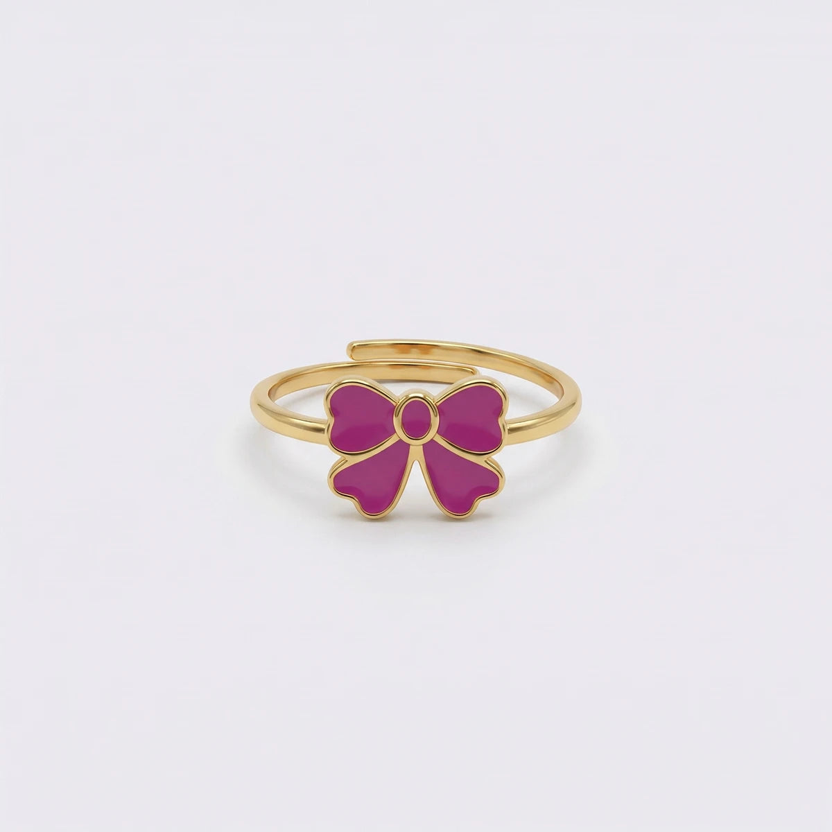 Pink Enamel Bow Ring | Tinyfacets | gold pink enamel bow ring jewelry