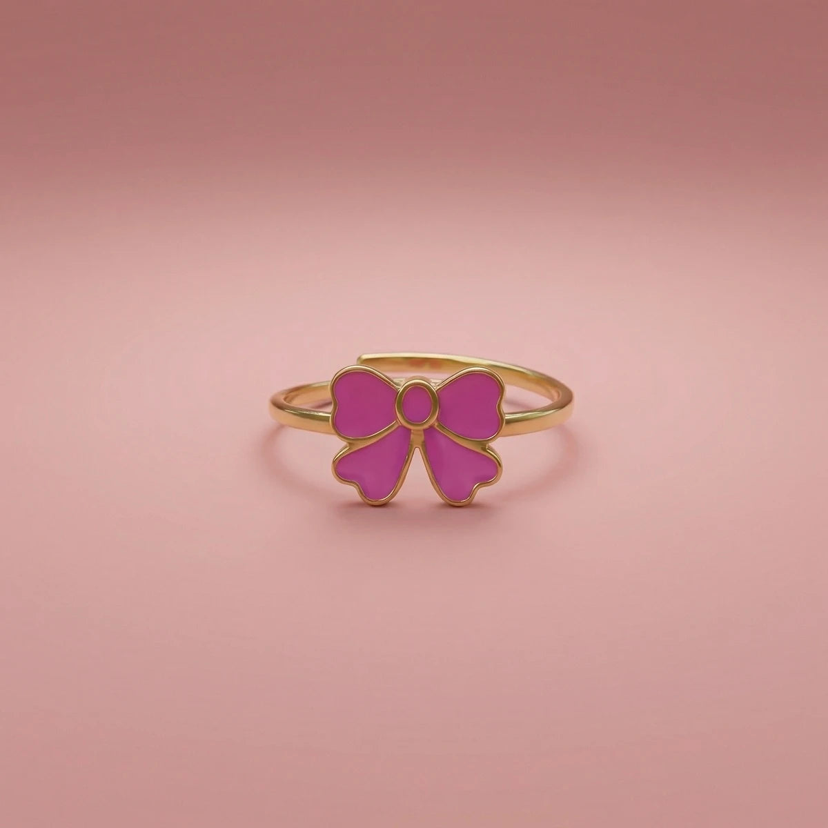Pink Enamel Bow Ring | Tinyfacets | cute pink enamel bow ring design