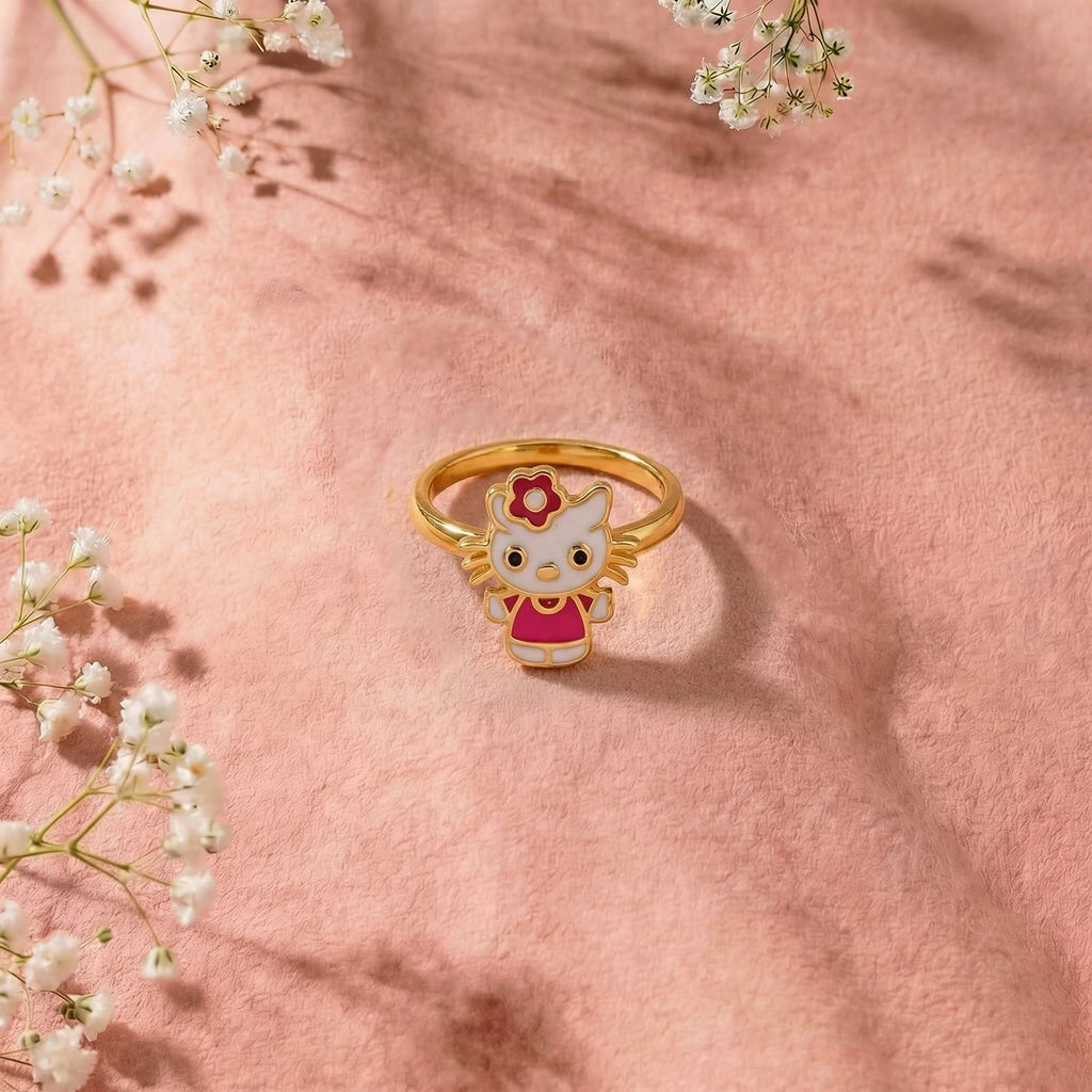 Cute Kitty Enamel Ring | Tinyfacets | minimal cute kitty enamel ring style