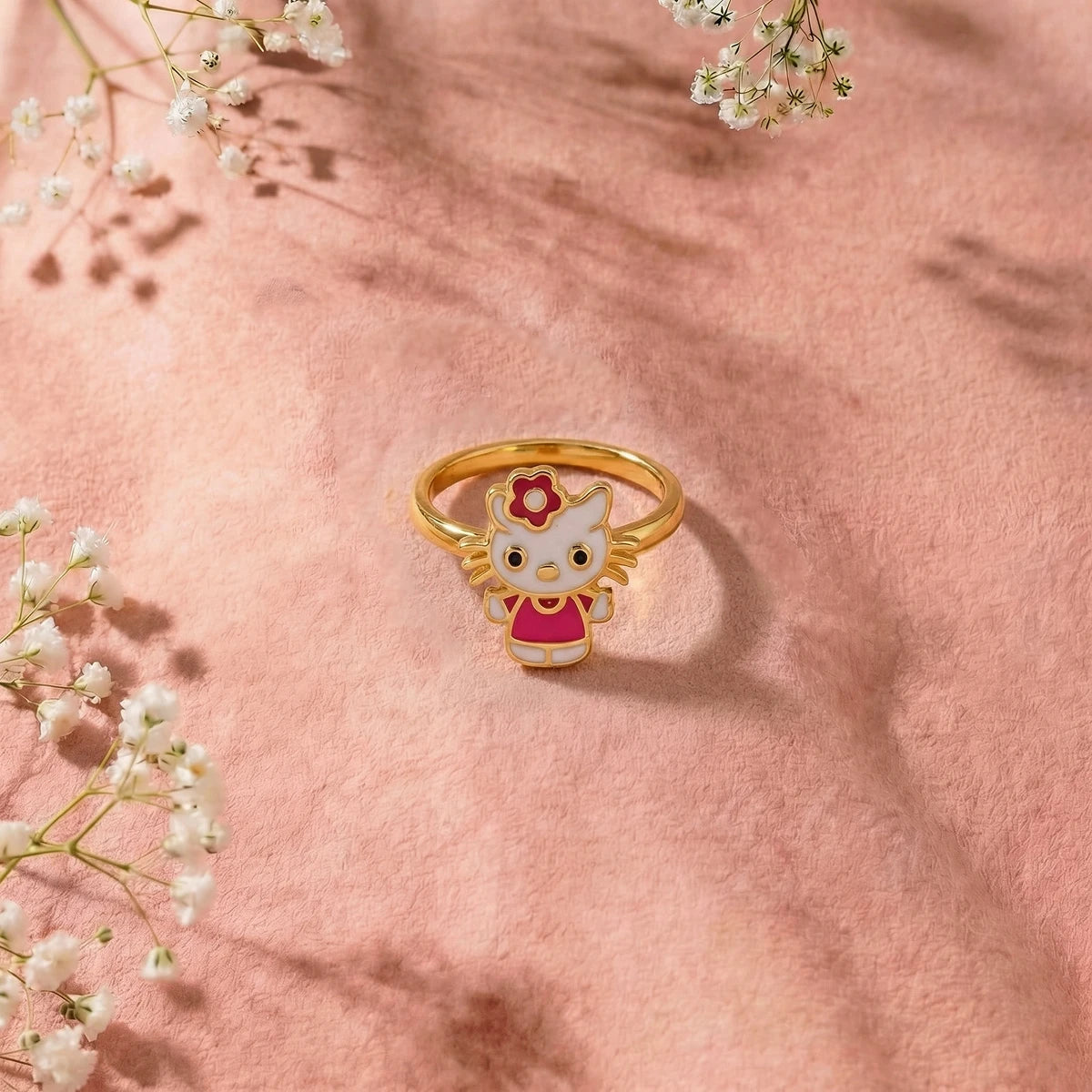 Cute Kitty Enamel Ring | Tinyfacets | minimal cute kitty enamel ring style