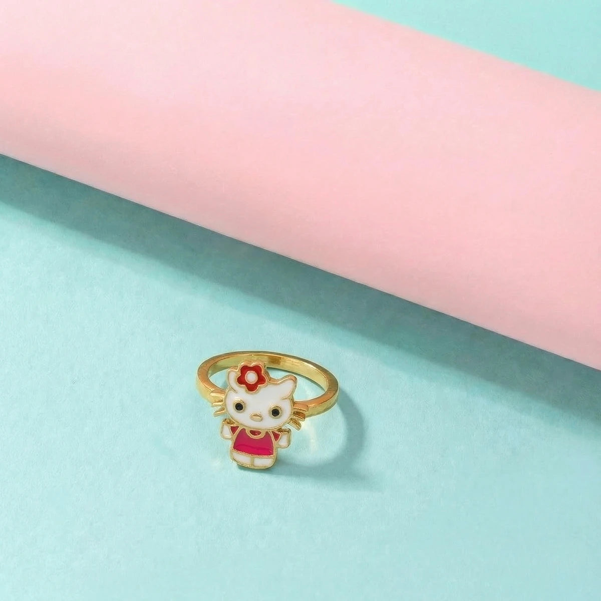 Cute Kitty Enamel Ring | Tinyfacets | everyday cute kitty enamel ring wear
