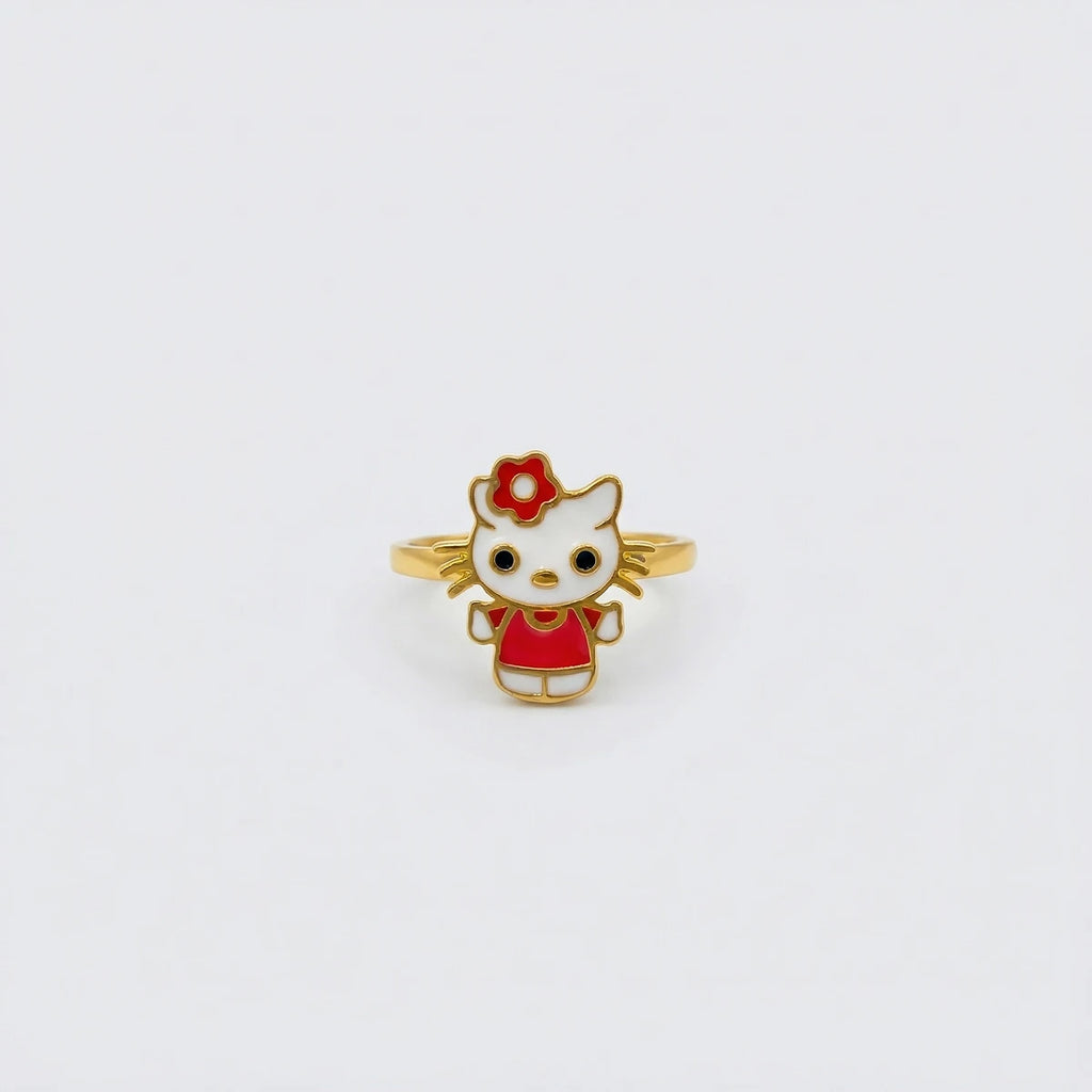 Cute Kitty Enamel Ring | Tinyfacets | gold cute kitty enamel ring jewelry