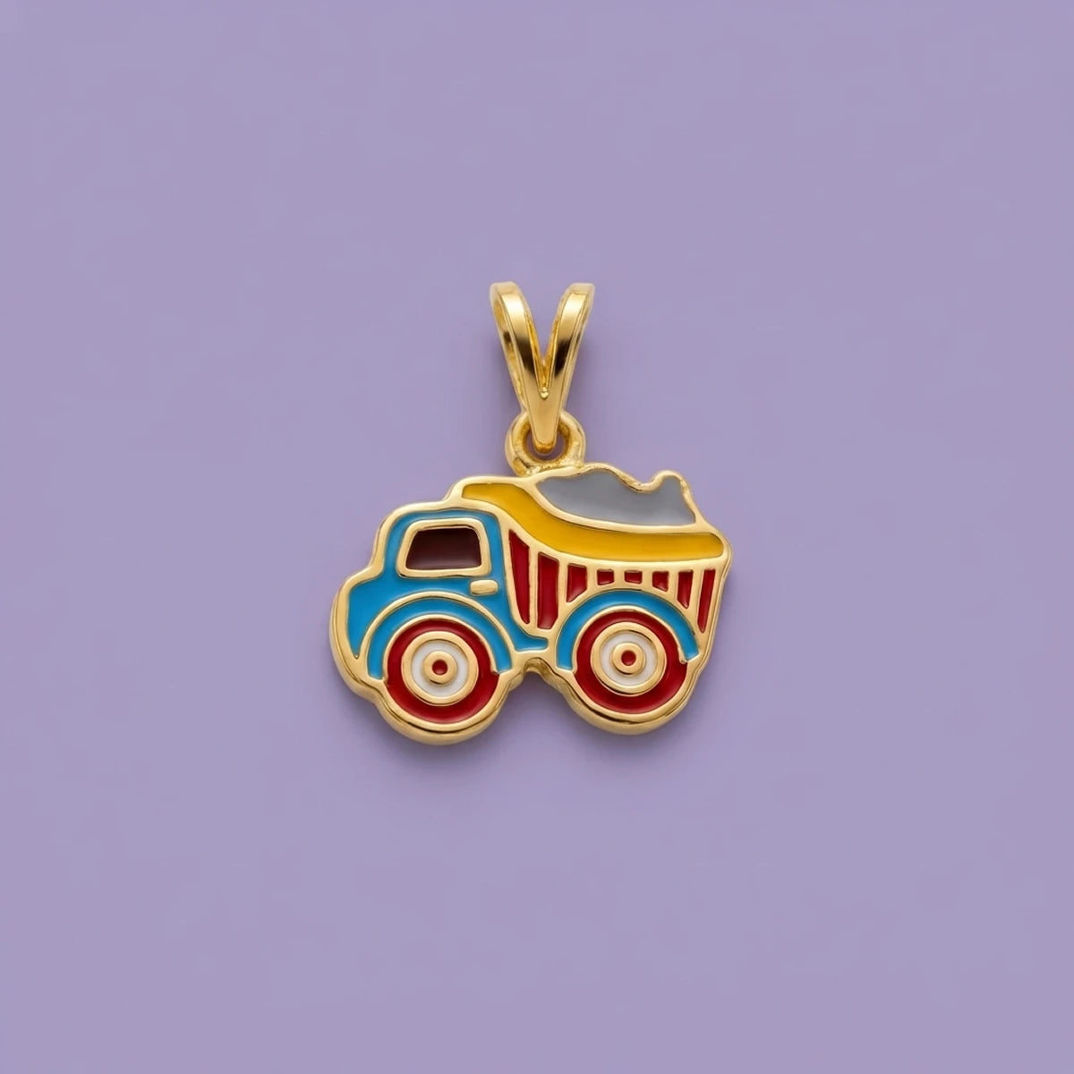 Little Wheels Truck Charm Gold Pendant | Tinyfacets | little wheels truck charm gold pendant