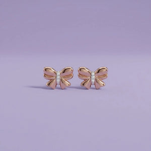 Princess Bow Diamond Gold Earrings