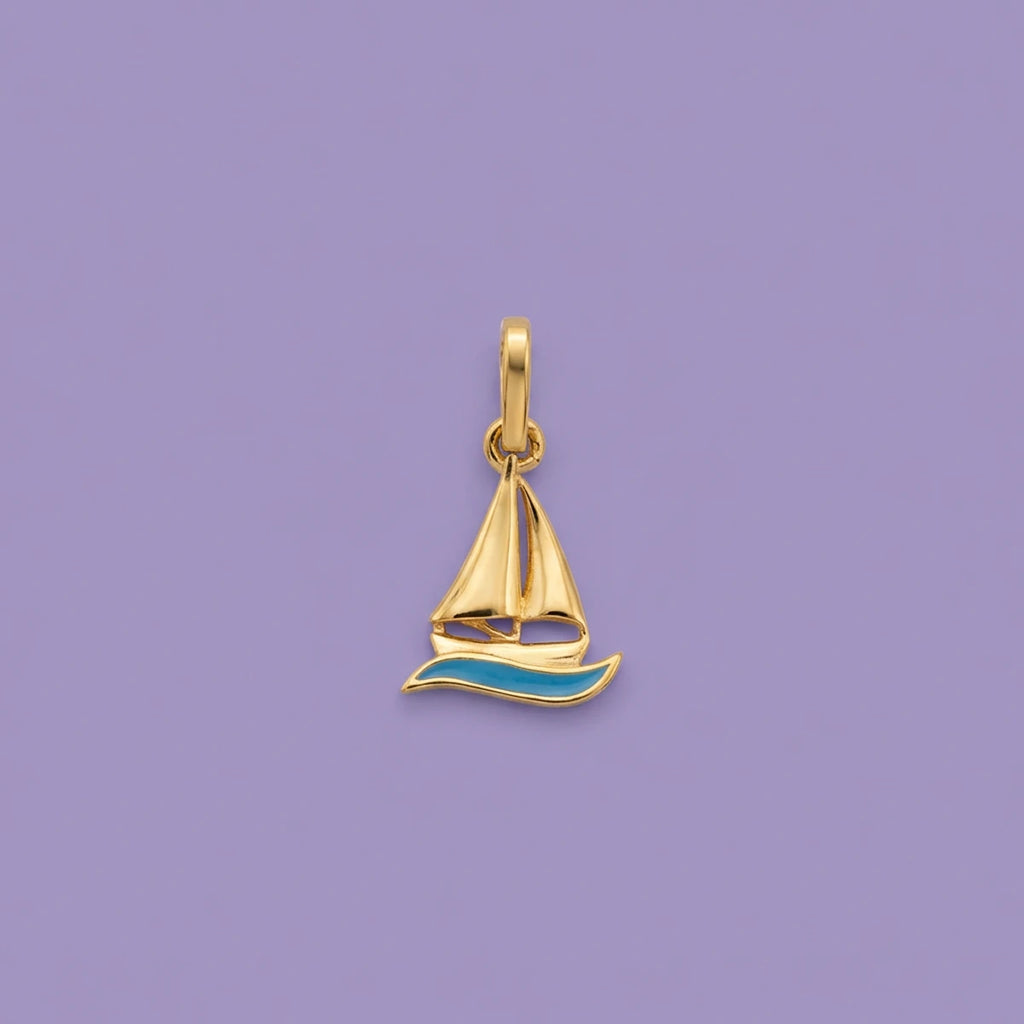 Sailboat Wave Gold Pendant | Tinyfacets | sailboat wave gold pendant