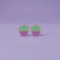 Tiny Desert Bloom Succulent Gold Studs | Tinyfacets | tiny desert bloom succulent gold studs