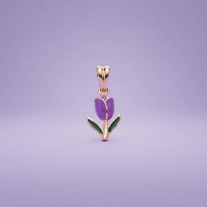 Purple Tulip Gold Pendant For Girls
