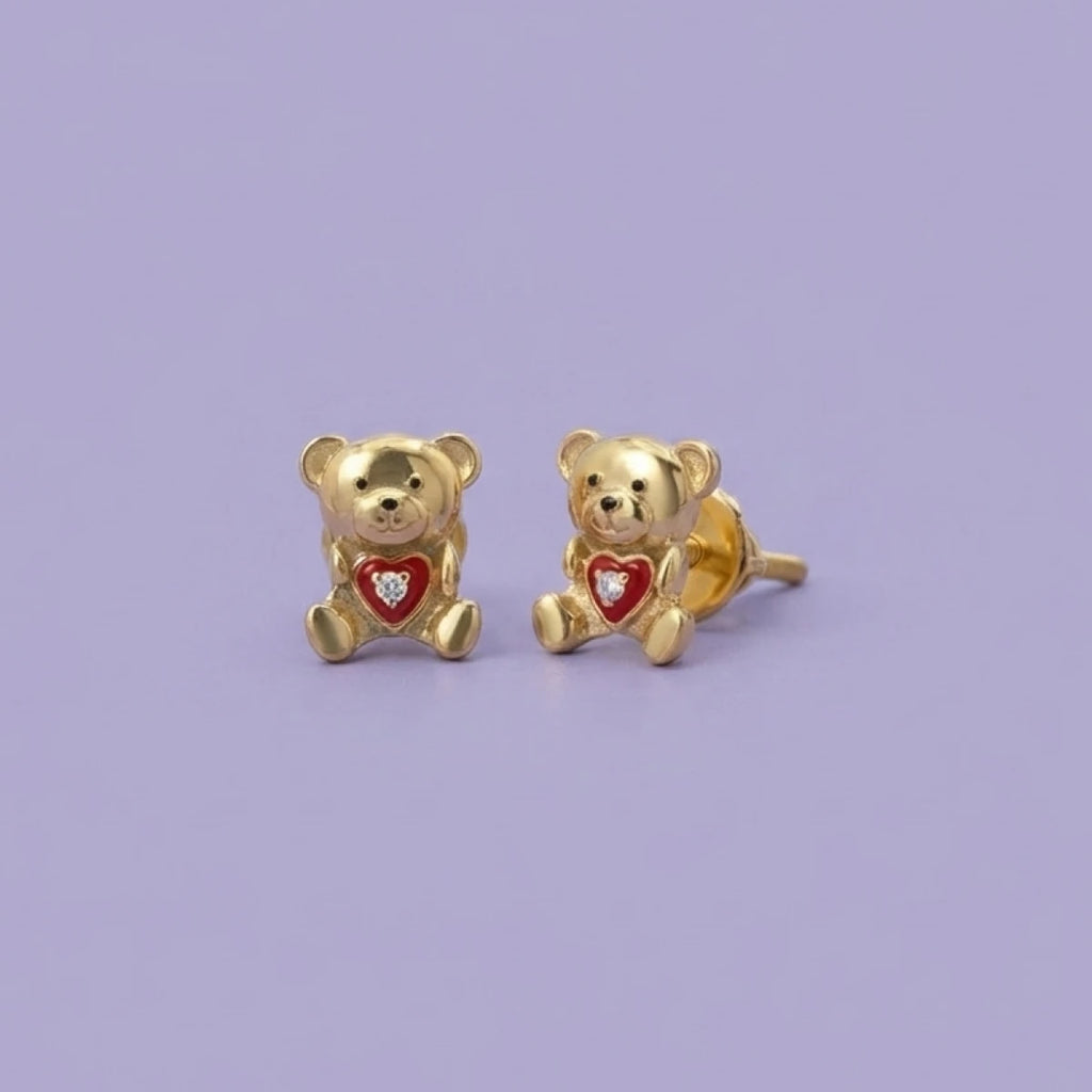 Little Love Bear Gold Studs | Tinyfacets | little love bear gold studs