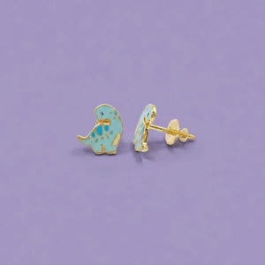 Cute Dinosaur Gold Stud Earrings