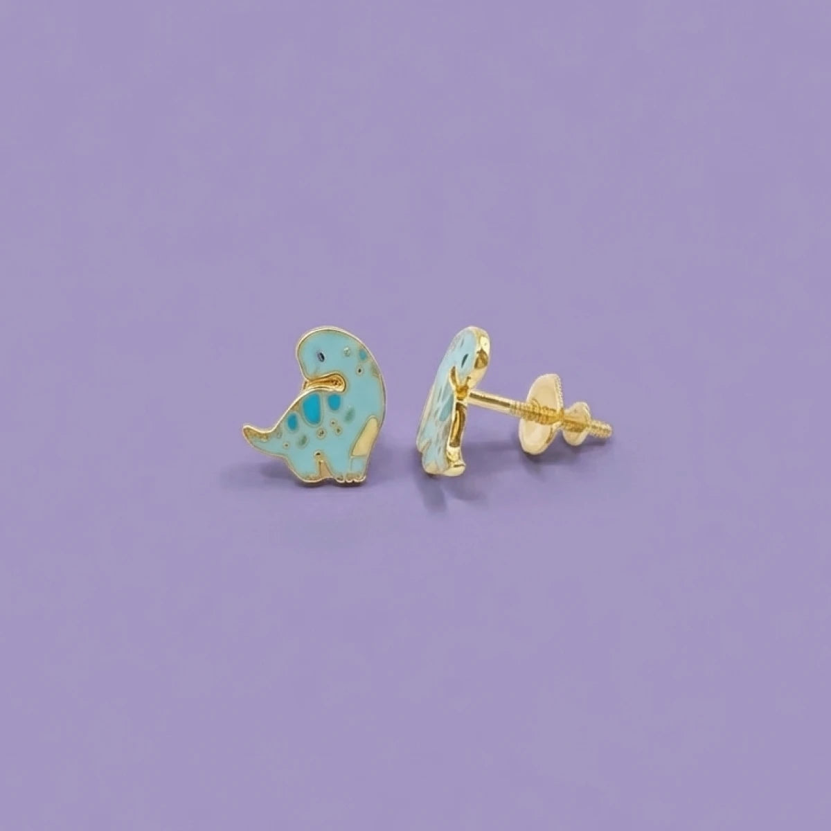 Little Dino Buddy Kids Gold Earrings | Tinyfacets | little dino buddy kids gold earrings
