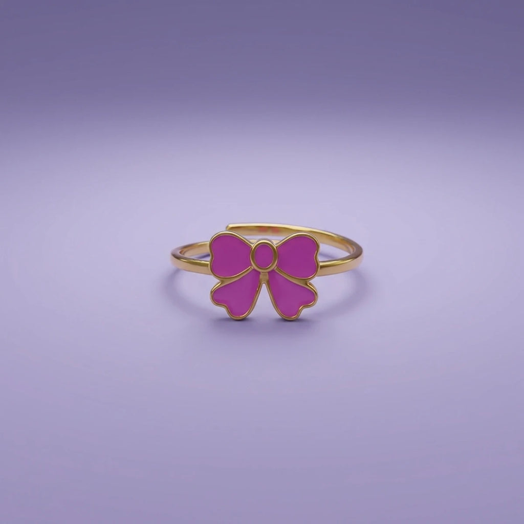 Pink Enamel Bow Ring | Tinyfacets | pink enamel bow ring
